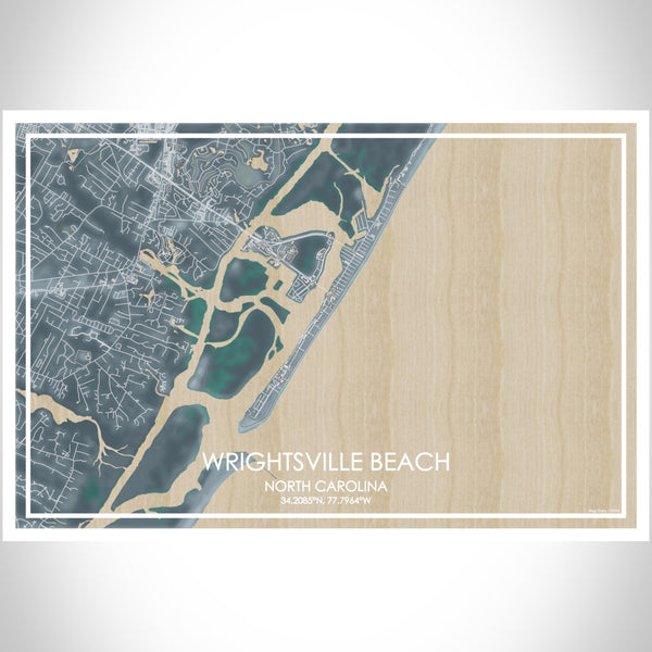 Wrightsville Beach North Carolina Map Print Landscape Orientation in Afternoon Style With Shaded Background