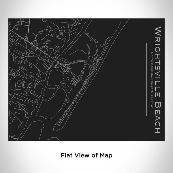 Rendered View of Wrightsville Beach North Carolina Map Engraving on 20oz Stainless Steel Insulated Bottle with Bamboo Top in Black