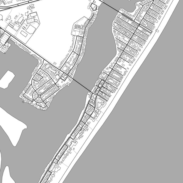 Wrightsville Beach North Carolina Map Print in Classic Style Zoomed In Close Up Showing Details