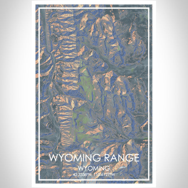 Wyoming Range Wyoming Map Print Portrait Orientation in Afternoon Style With Shaded Background