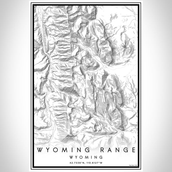 Wyoming Range Wyoming Map Print Portrait Orientation in Classic Style With Shaded Background