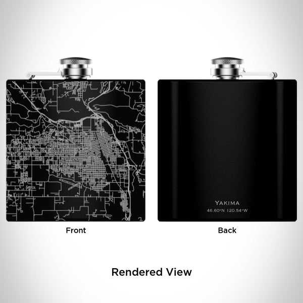 Yakima - Washington Map Hip Flask in Matte Black