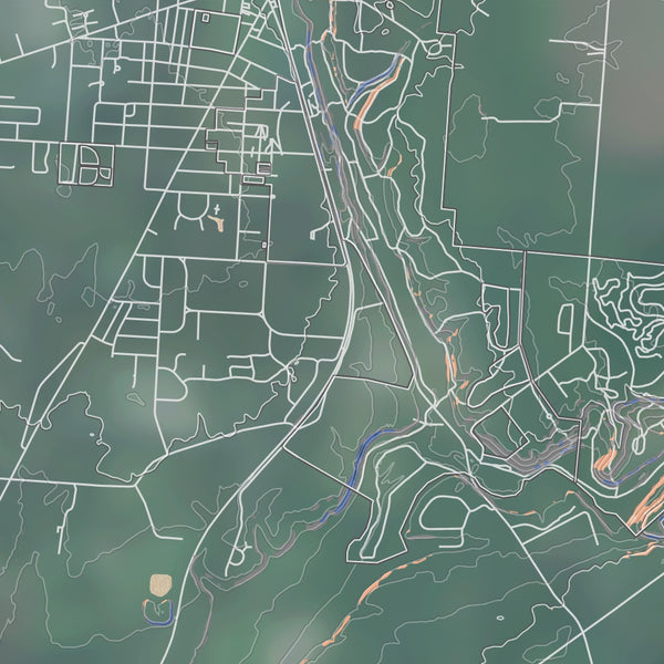 Yellow Springs Ohio Map Print in Afternoon Style Zoomed In Close Up Showing Details