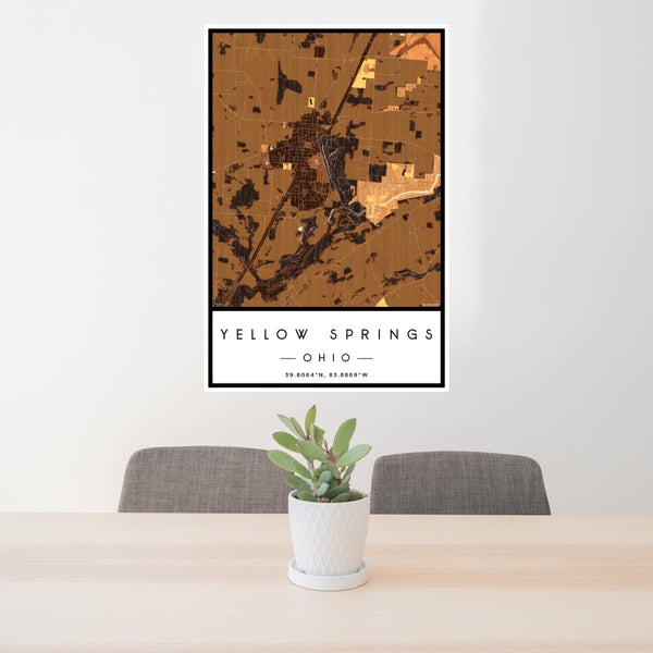 Yellow Springs - Ohio Map Print in Ember