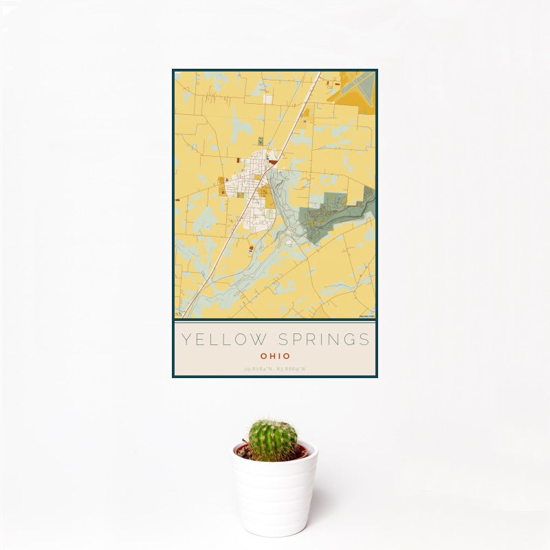 Yellow Springs - Ohio Map Print in Woodblock