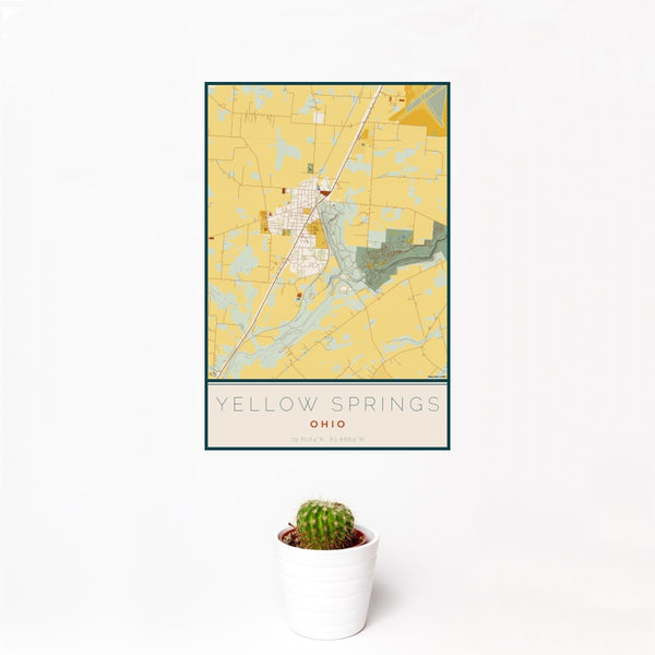 Yellow Springs - Ohio Map Print in Woodblock