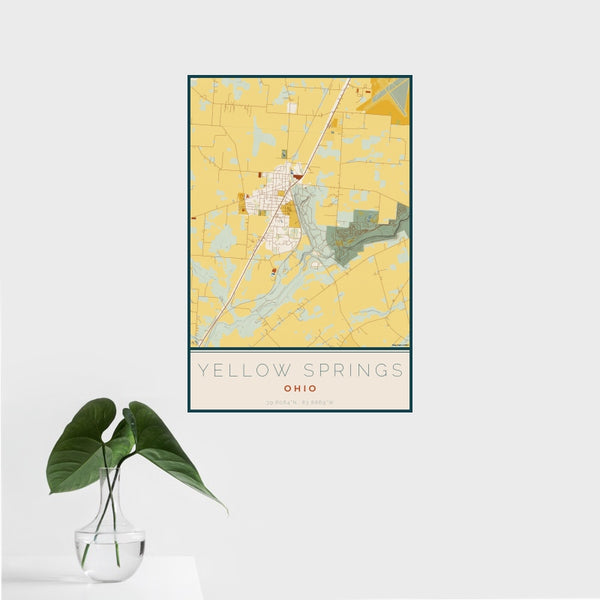 Yellow Springs - Ohio Map Print in Woodblock