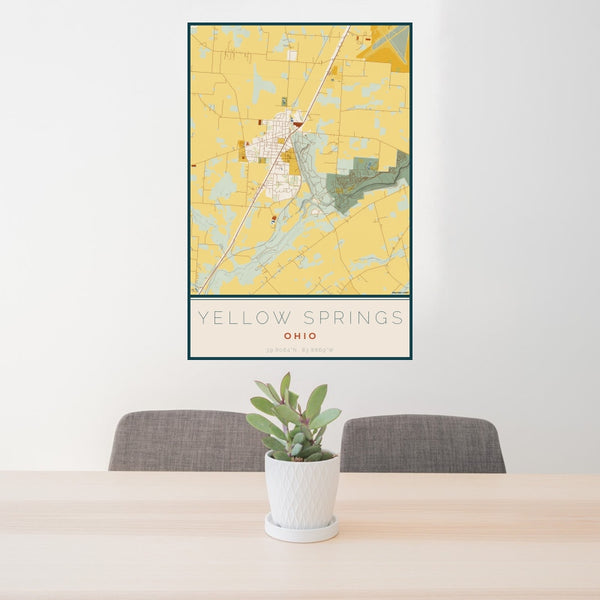 Yellow Springs - Ohio Map Print in Woodblock