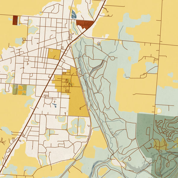 Yellow Springs - Ohio Map Print in Woodblock