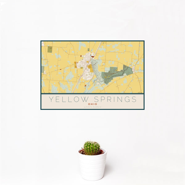 Yellow Springs - Ohio Map Print in Woodblock