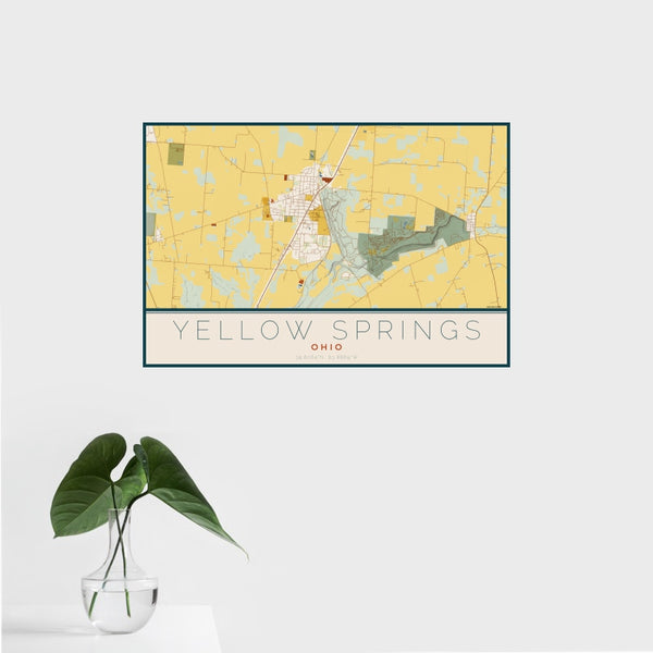 Yellow Springs - Ohio Map Print in Woodblock