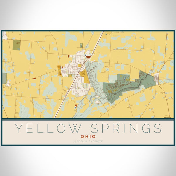 Yellow Springs - Ohio Map Print in Woodblock