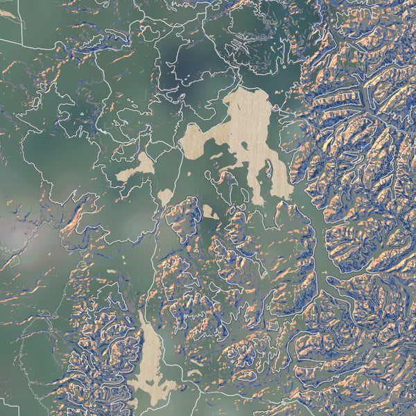 Yellowstone National Park Map Print in Afternoon Style Zoomed In Close Up Showing Details