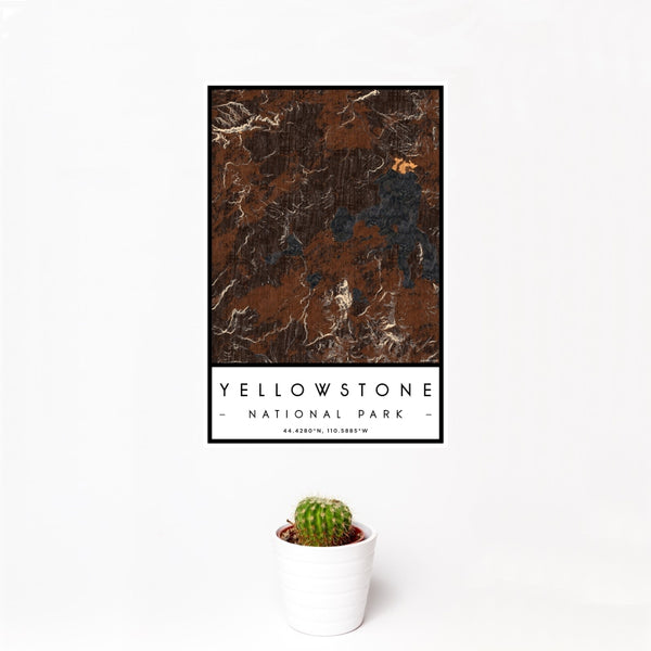 Yellowstone National Park - Wyoming Map Print in Ember