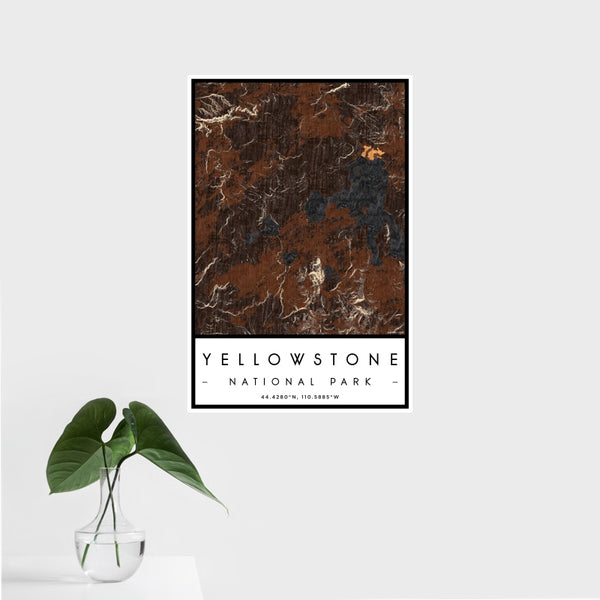 Yellowstone National Park - Wyoming Map Print in Ember