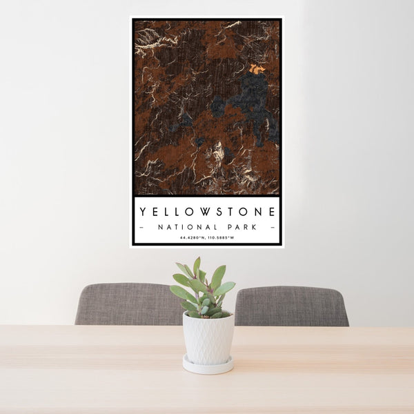 Yellowstone National Park - Wyoming Map Print in Ember