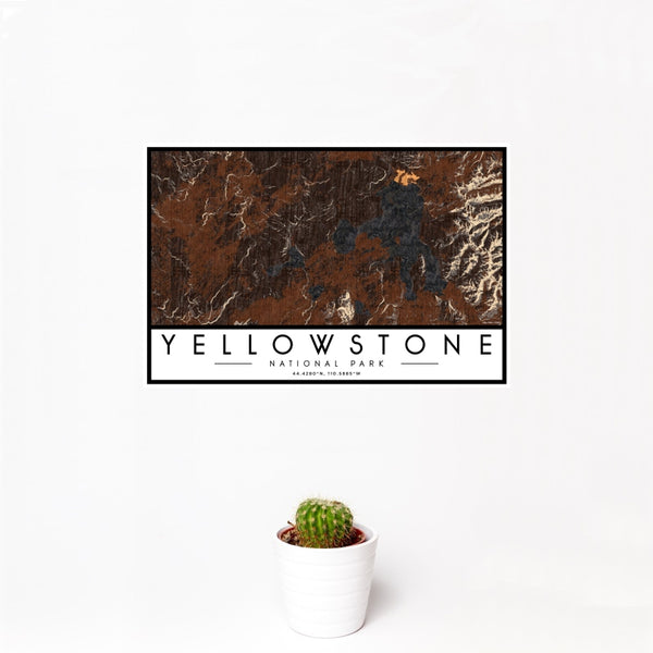 Yellowstone National Park - Wyoming Map Print in Ember