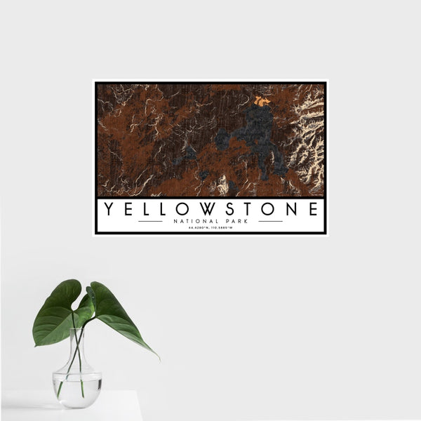 Yellowstone National Park - Wyoming Map Print in Ember
