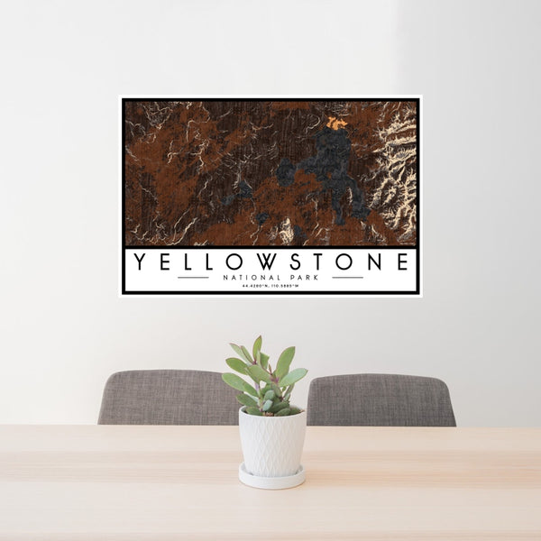 Yellowstone National Park - Wyoming Map Print in Ember