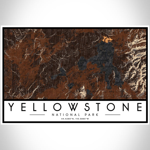 Yellowstone National Park - Wyoming Map Print in Ember