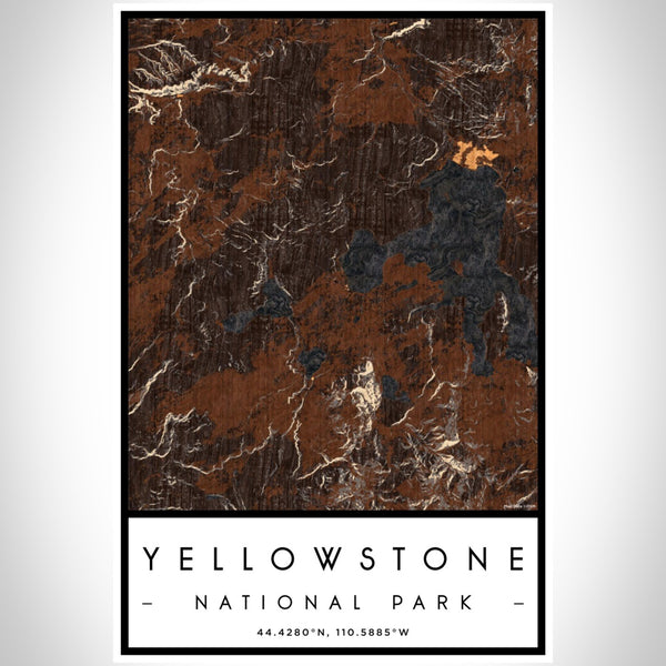 Yellowstone National Park - Wyoming Map Print in Ember