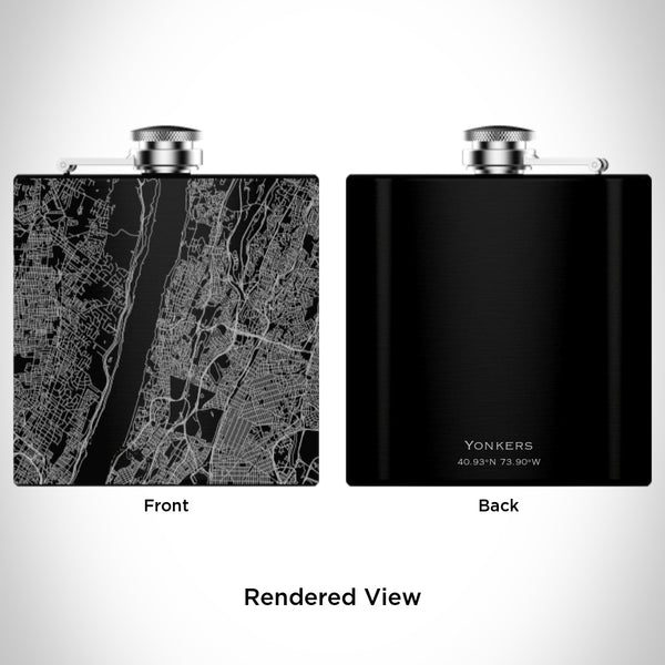 Yonkers - New York Map Hip Flask in Matte Black