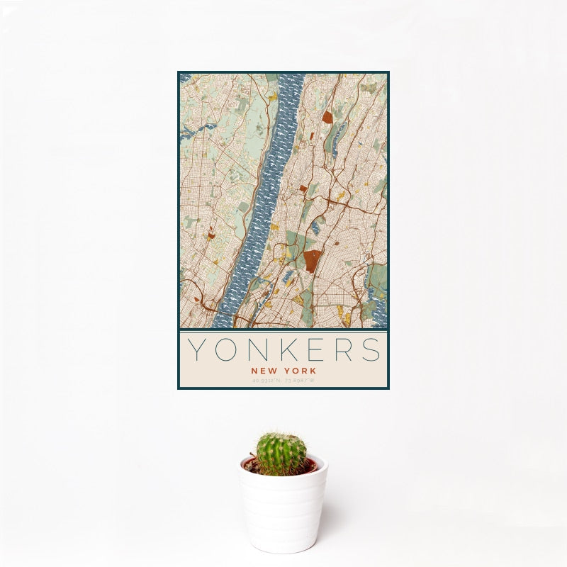 Yonkers - New York Map Print in Woodblock