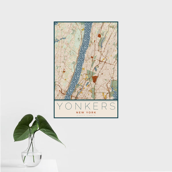 Yonkers - New York Map Print in Woodblock