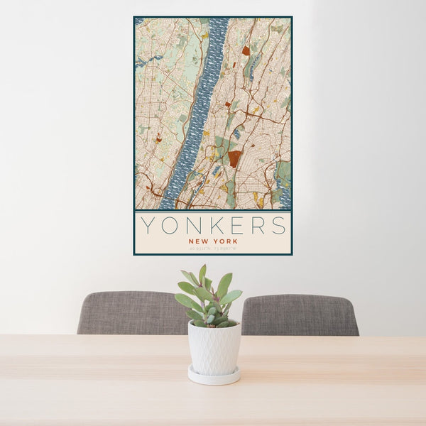 Yonkers - New York Map Print in Woodblock