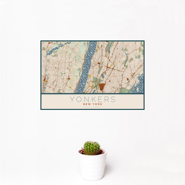 Yonkers - New York Map Print in Woodblock