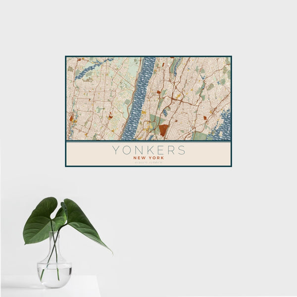 Yonkers - New York Map Print in Woodblock