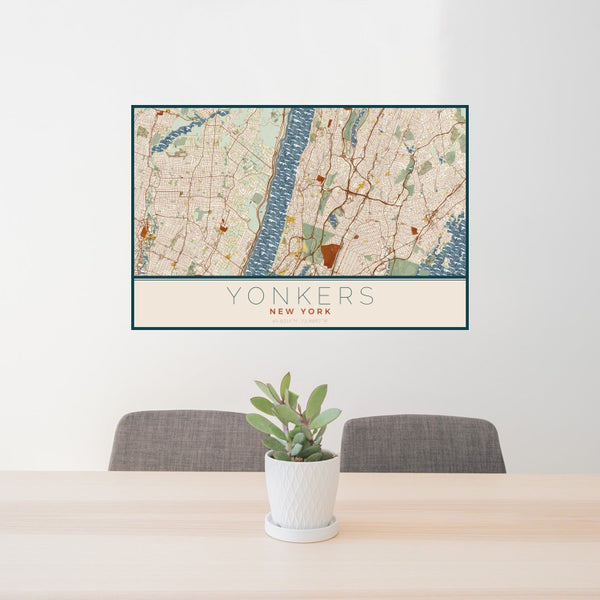 Yonkers - New York Map Print in Woodblock
