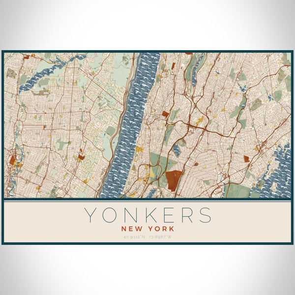 Yonkers - New York Map Print in Woodblock