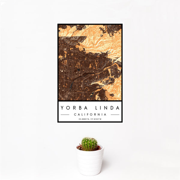 Yorba Linda - California Map Print in Ember