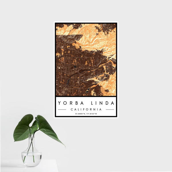 Yorba Linda - California Map Print in Ember