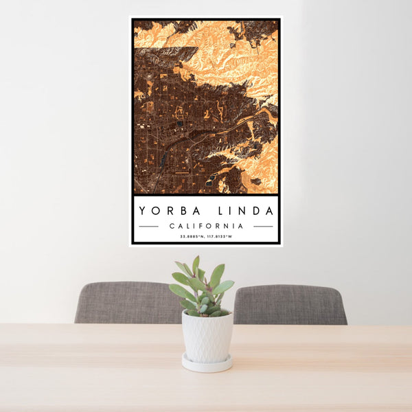 Yorba Linda - California Map Print in Ember
