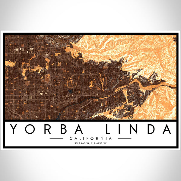 Yorba Linda - California Map Print in Ember