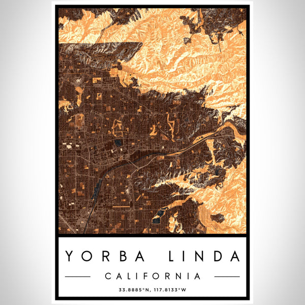 Yorba Linda - California Map Print in Ember