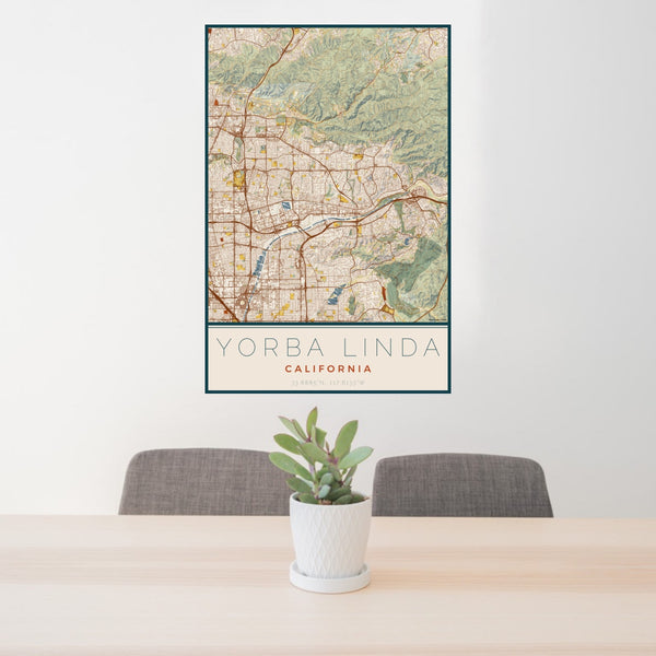 Yorba Linda - California Map Print in Woodblock