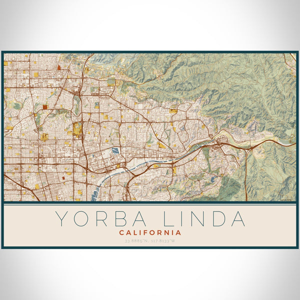 Yorba Linda - California Map Print in Woodblock