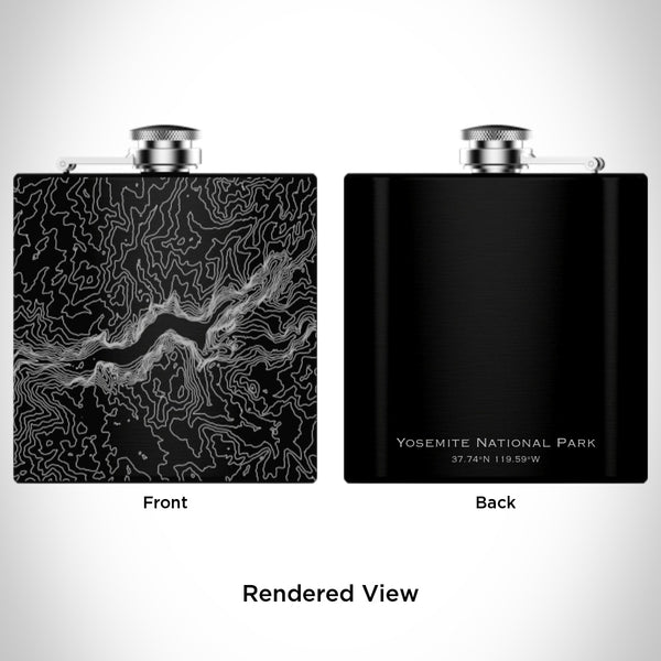 Yosemite National Park - California Map Hip Flask in Matte Black