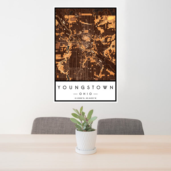 Youngstown - Ohio Map Print in Ember