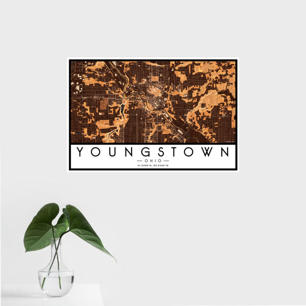 Youngstown - Ohio Map Print in Ember