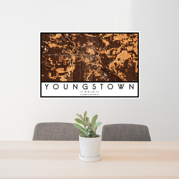 Youngstown - Ohio Map Print in Ember