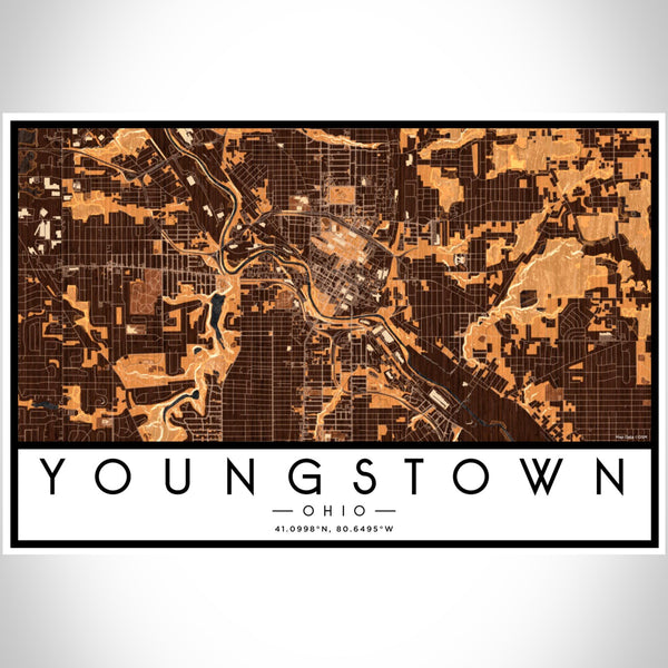 Youngstown - Ohio Map Print in Ember