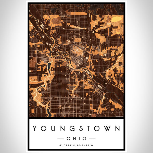 Youngstown - Ohio Map Print in Ember