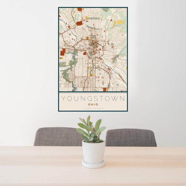 Youngstown - Ohio Map Print in Woodblock