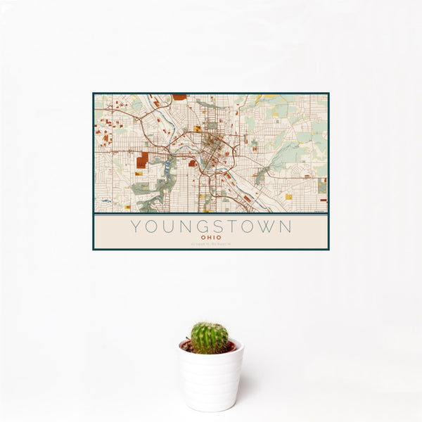 Youngstown - Ohio Map Print in Woodblock