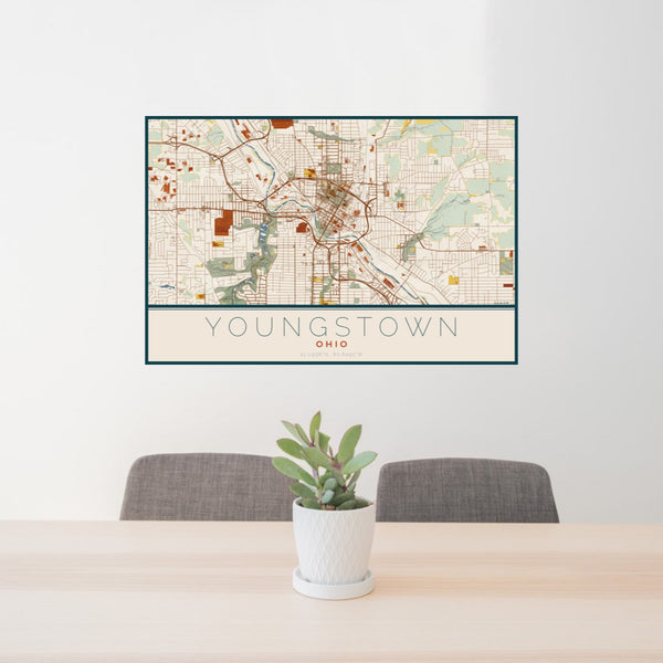 Youngstown - Ohio Map Print in Woodblock