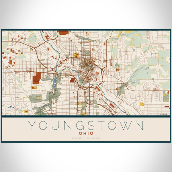 Youngstown - Ohio Map Print in Woodblock